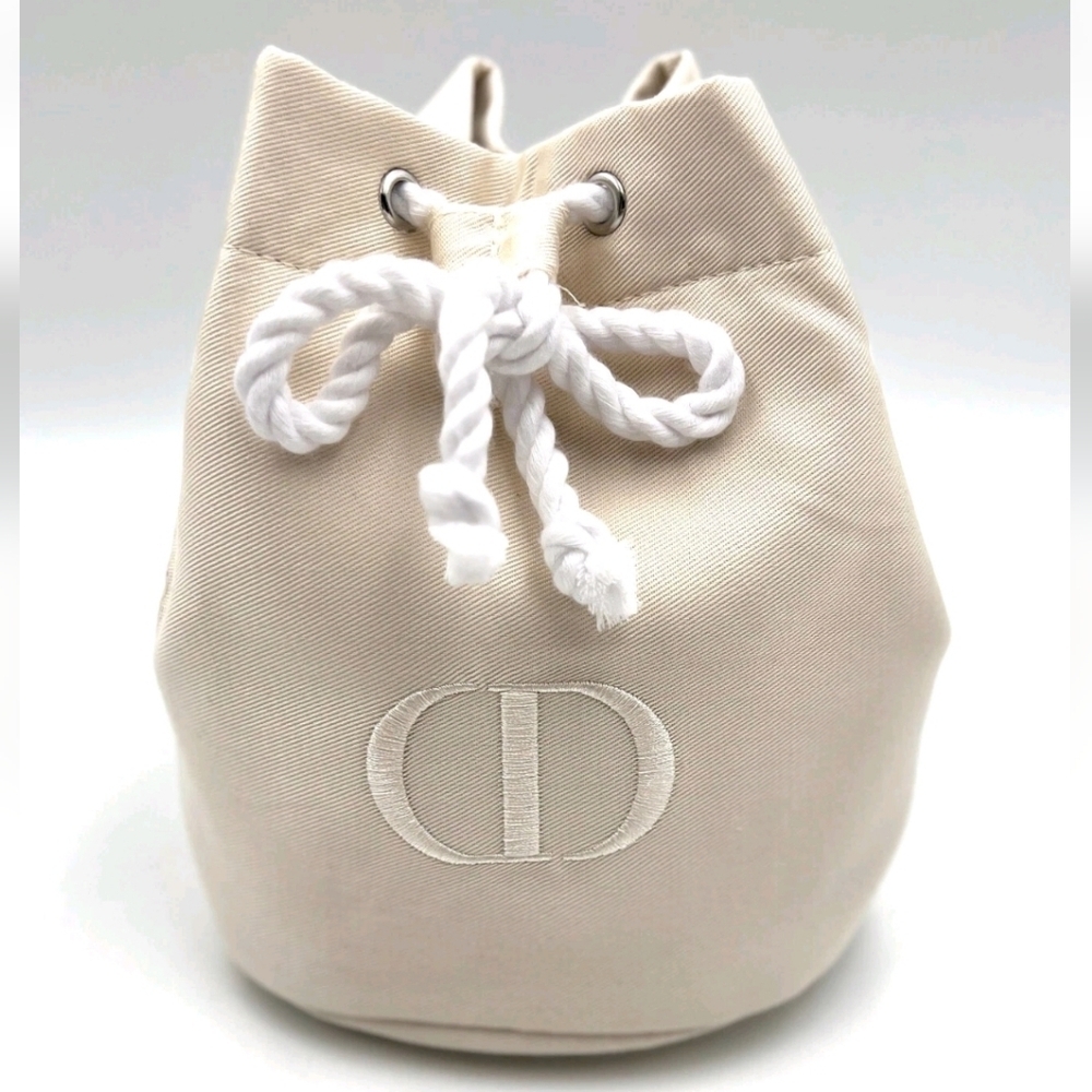DIOR Cream Mini Bucket Bag with Drawstring, New!